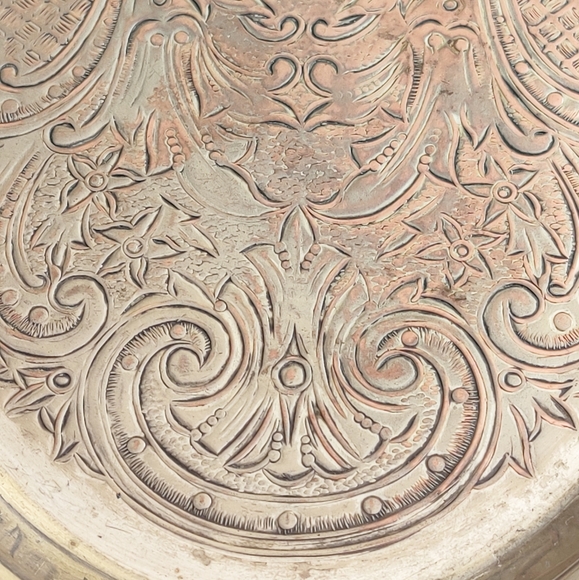 Vintage Set of 2 Trays, 1 Sugar Bowl & 1 Creamer Cup, Silverplate EP Copper - Picture 6 of 16